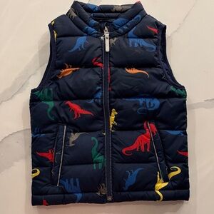 Hanna Andersson Blue Puffer Vest with Dinosaur Design